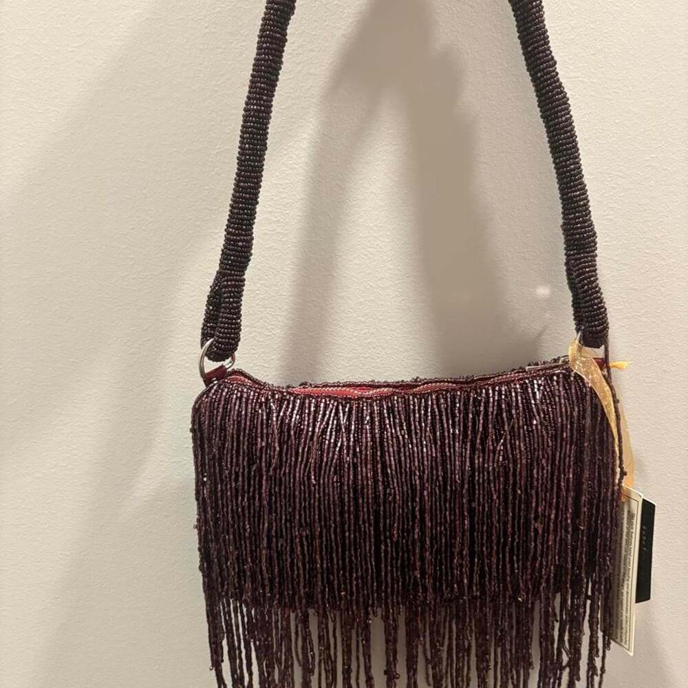 Brand new hand beaded burgundy purse
